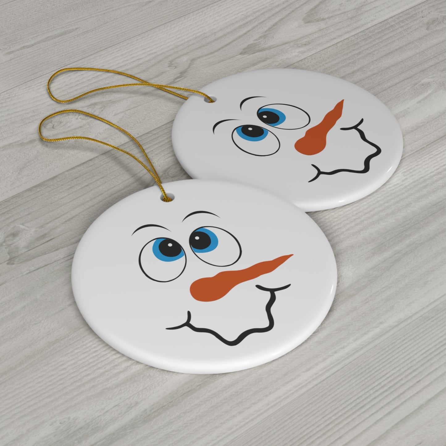 Snowman Face Ceramic Ornament, 1-Pack Printify
