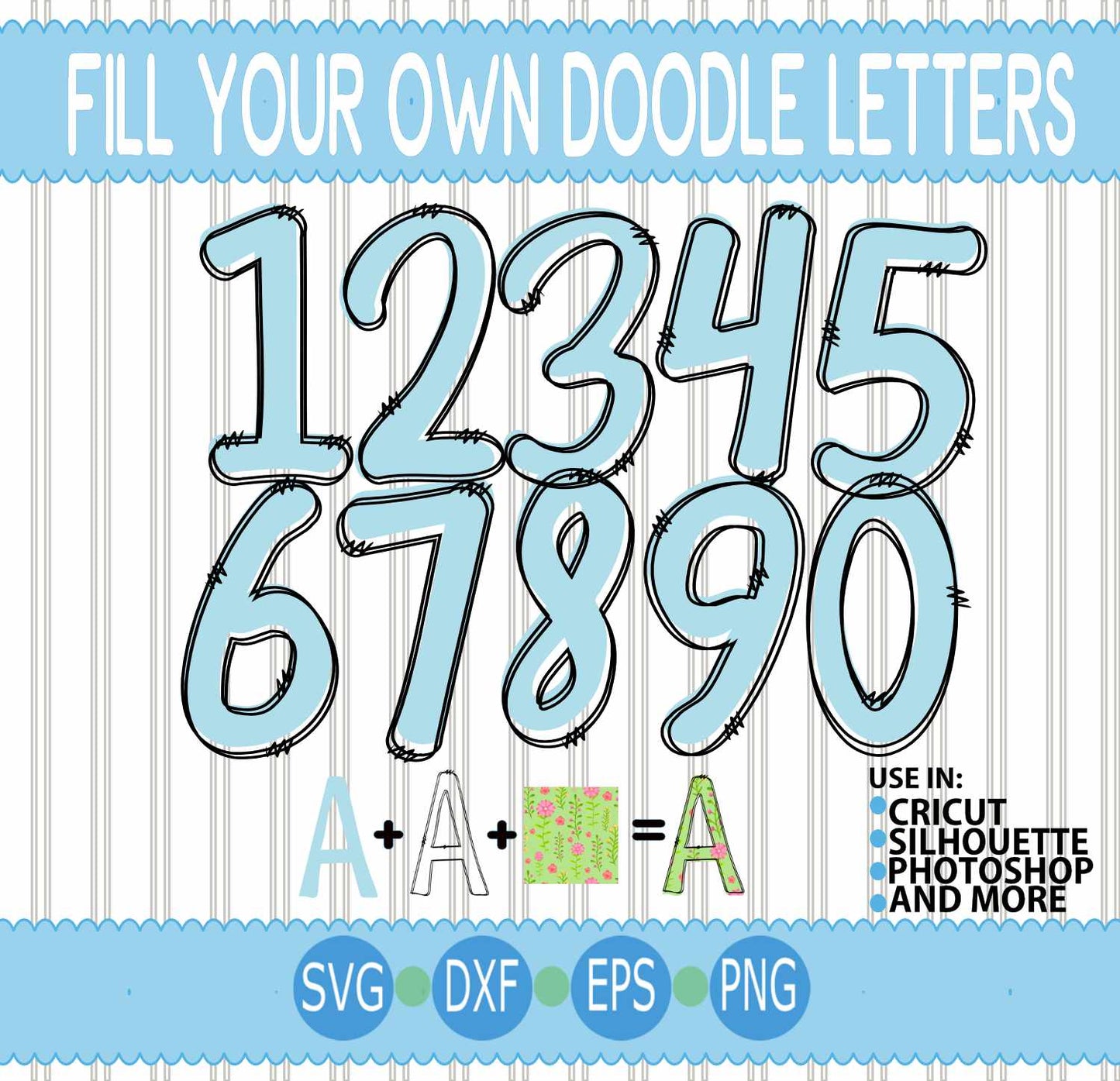 Blank Doodle Letters | Uppercase Alphabet Cut File Bundle SVG EPS DXF PNG