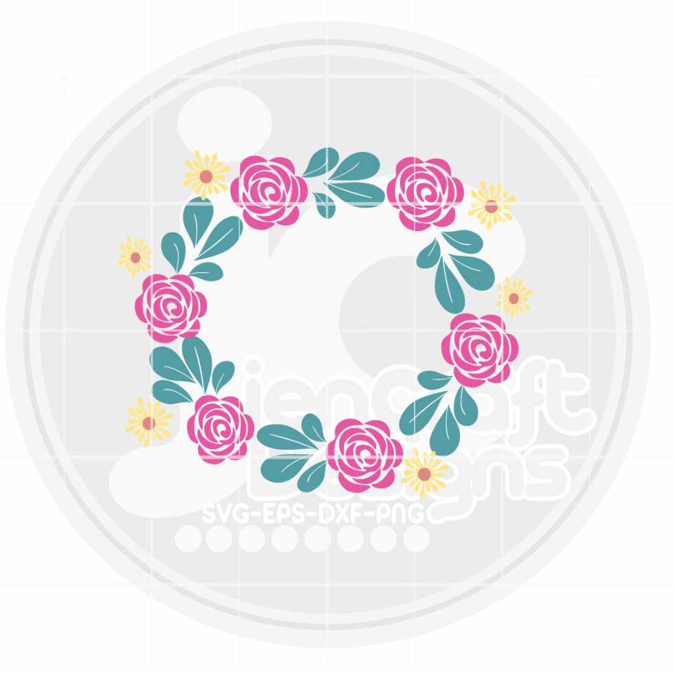 Floral Svg | Rose Monogram Frame SVG EPS DXF PNG