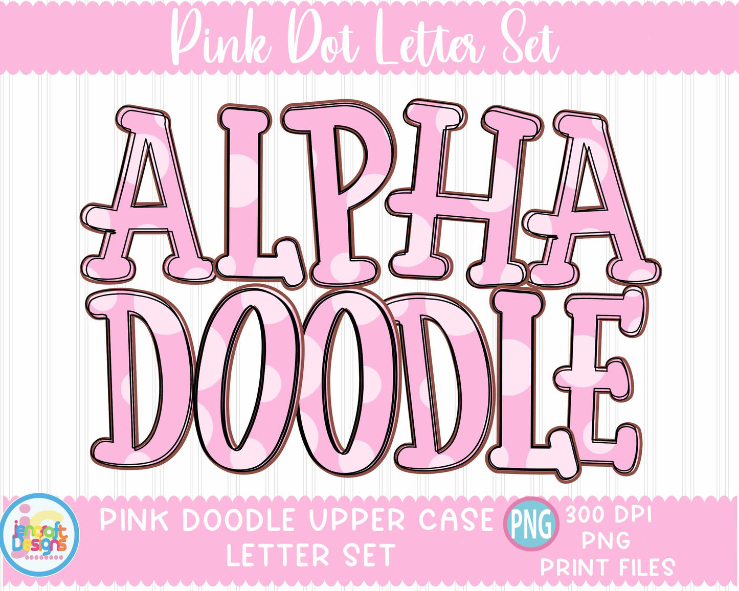 Pink Doodle Letters | Alphabet Png Sublimation File