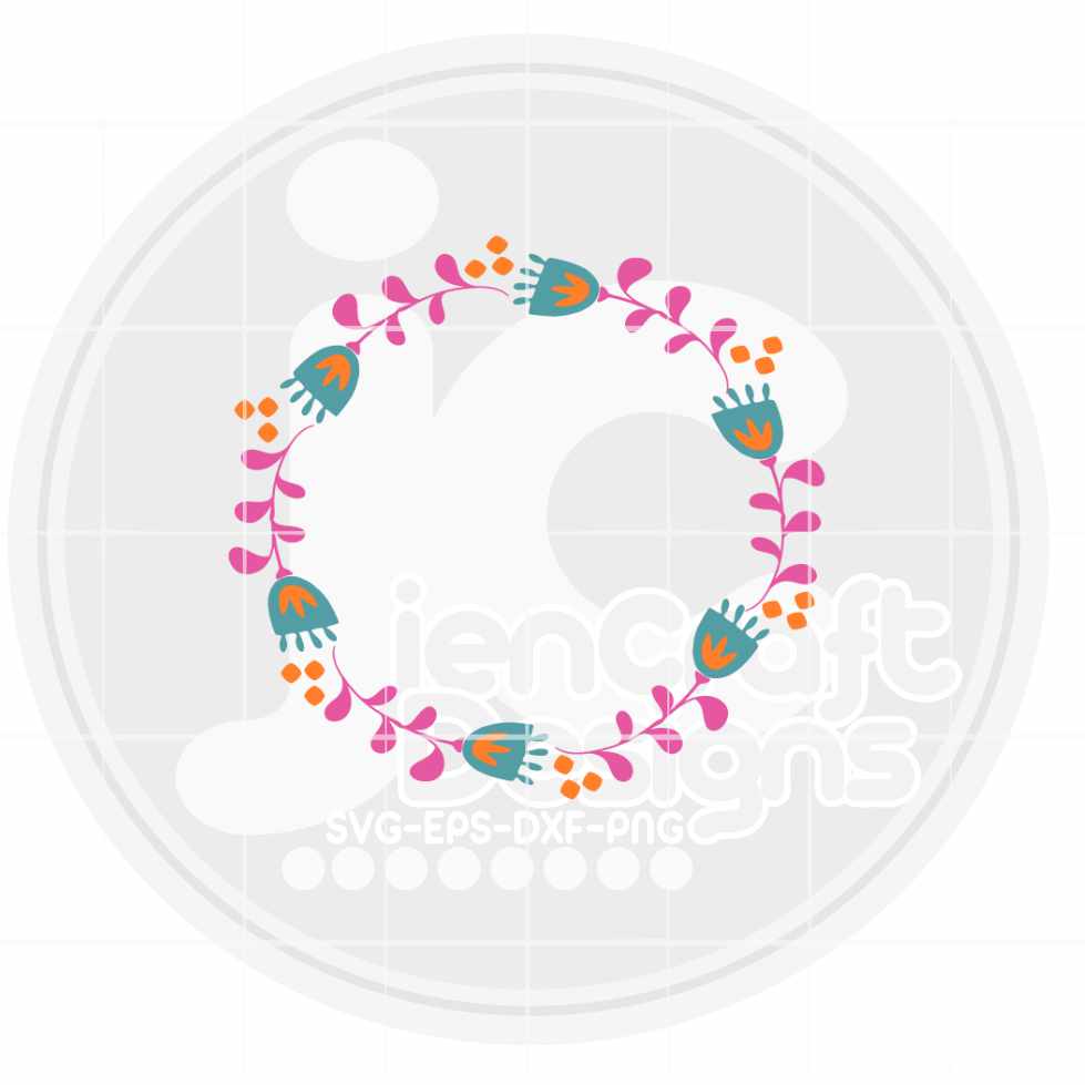 Floral Svg | Flower Wreath Monogram Frame Svg