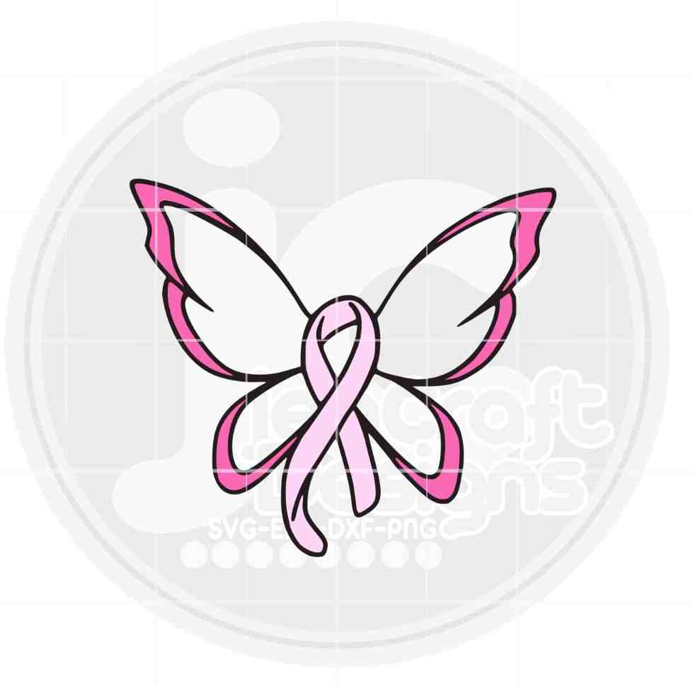 Breast Cancer Awareness | Cancer Ribbon Butterfly SVG EPS DXF PNG JenCraft Designs 2