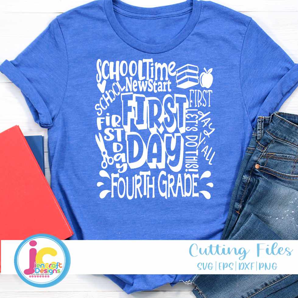 First Day of School svg | 4th Grade Typography SVG EPS DXF PNG