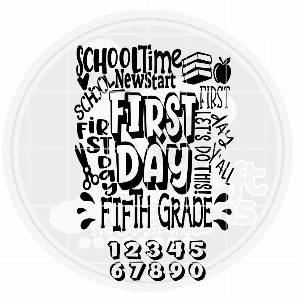 First Day of School svg | 5th Grade Typography SVG EPS DXF PNG