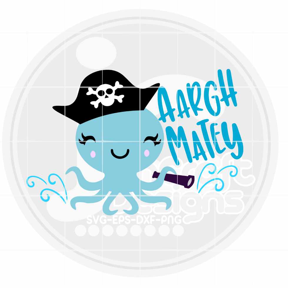 Kids Svg | Aargh Matey Octopus SVG DXF PNG EPS