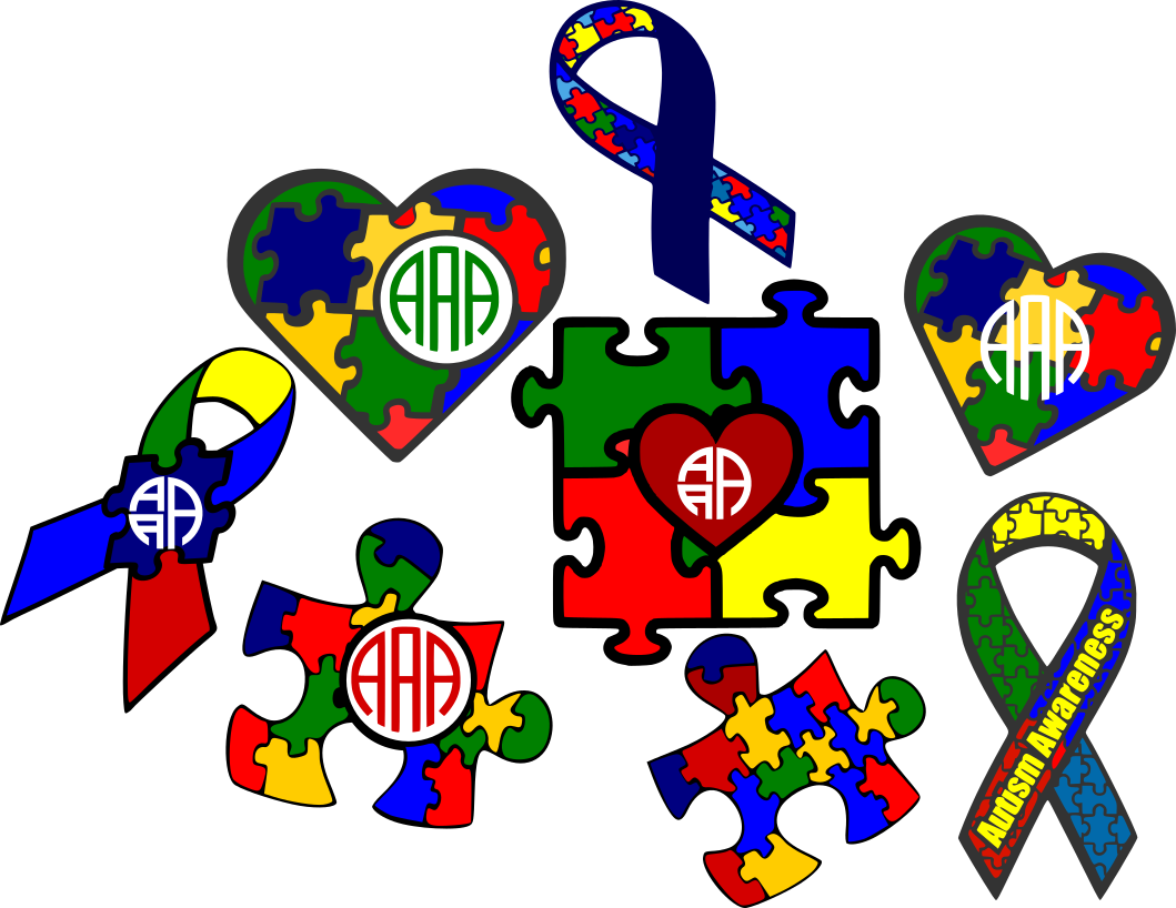 Autism Awareness Svg | Puzzle Monogram Frame SVG EPS DXF Bundle JenCraft Designs