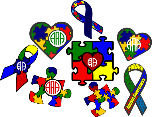 Autism Awareness Svg | Puzzle Monogram Frame SVG EPS DXF Bundle JenCraft Designs