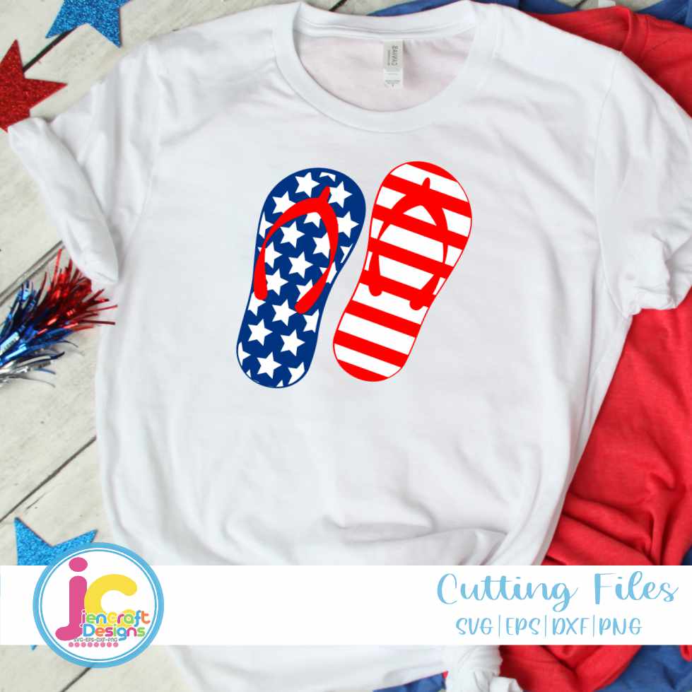 4th of July SVG | Patriotic Flip Flops SVG DXF PNG EPS JenCraft Designs