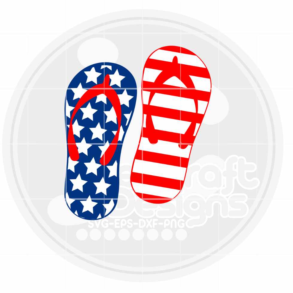 4th of July SVG | Patriotic Flip Flops SVG DXF PNG EPS JenCraft Designs