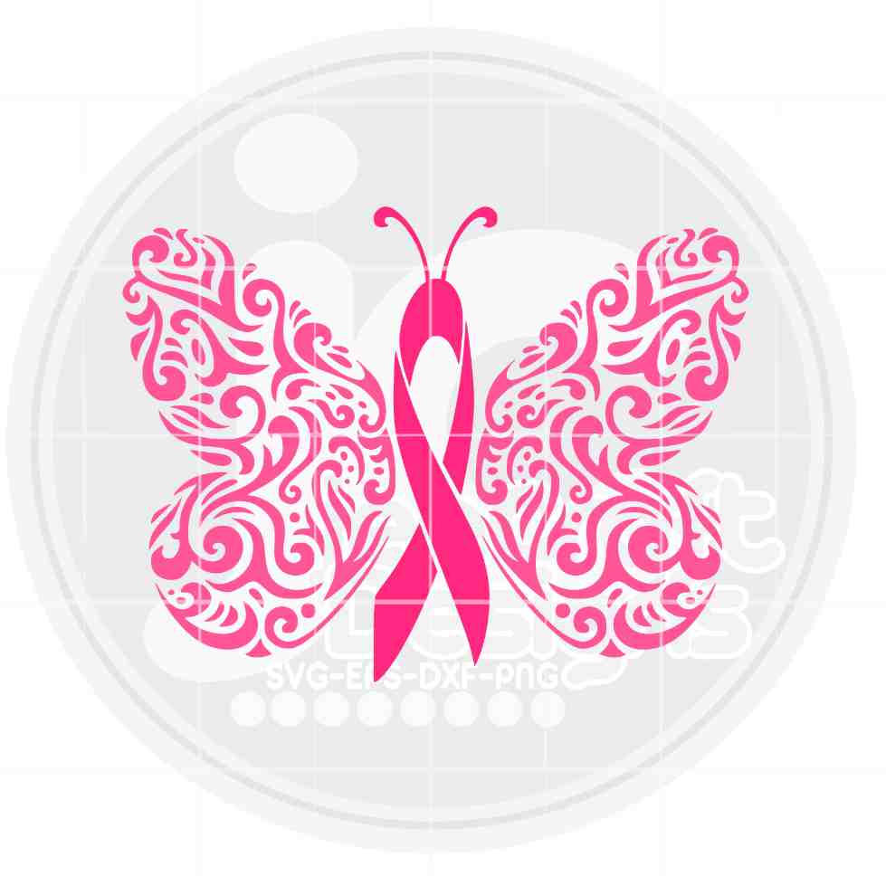 Breast Cancer Awareness Svg | Filigree Awareness Butterfly SVG EPS DXF PNG JenCraft Designs