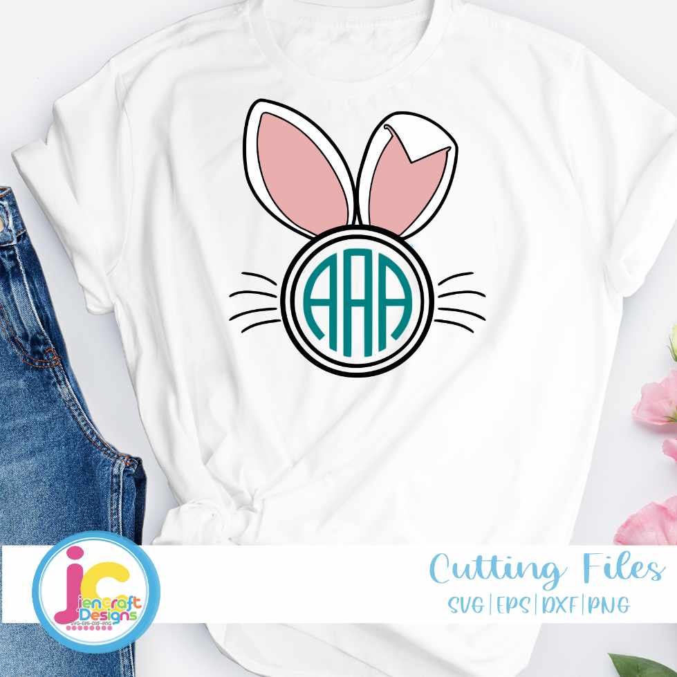 Easter Svg | Bunny Ears Monogram Frame SVG EPS DXF PNG