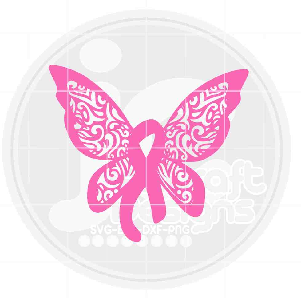 Breast Cancer Awareness svg | Filigree Awareness Butterfly SVG EPS DXF PNG JenCraft Designs