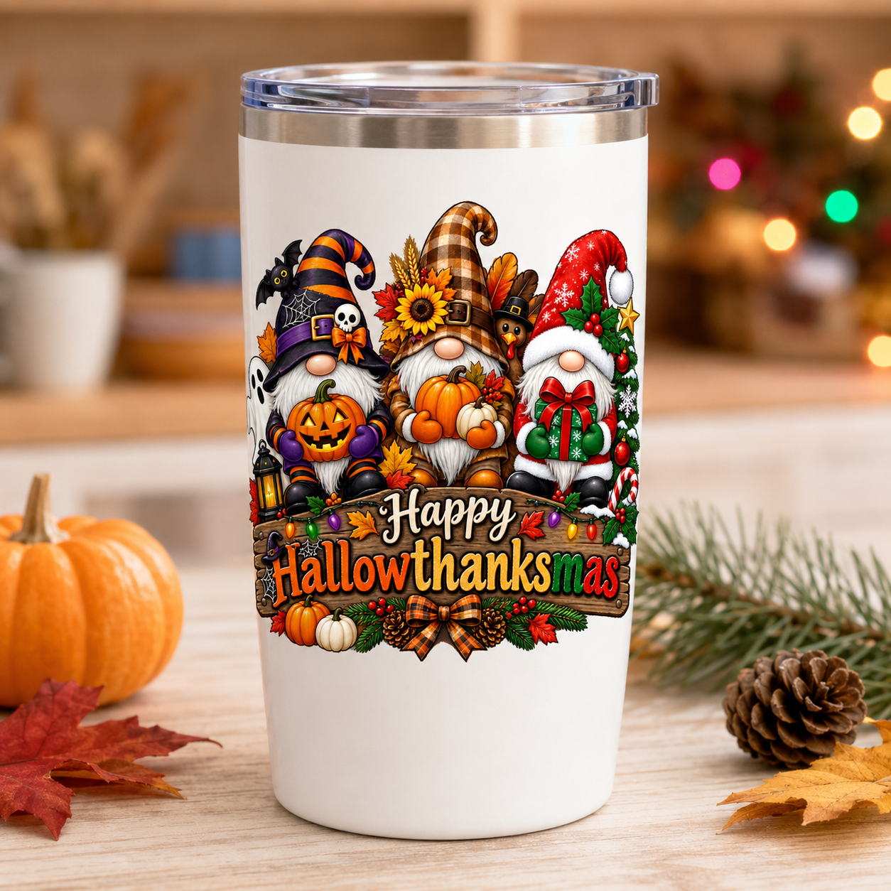 Happy Hallowthanksmas PNG | Gnomes Sublimation Design