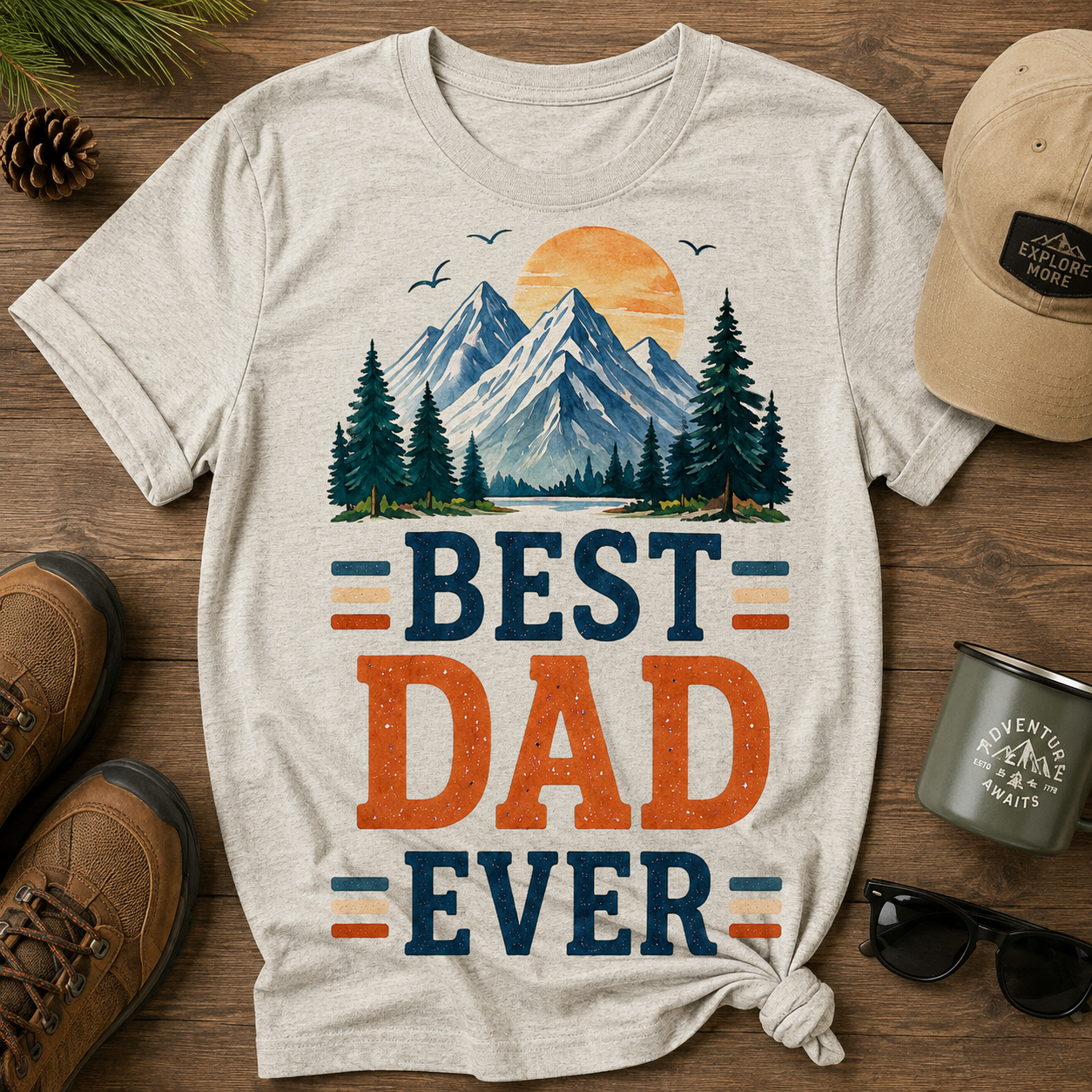 Best Dad Ever Outdoor Mountain PNG Sublimation Design