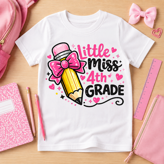 Little Miss 4th Grade PNG Sublimation Design