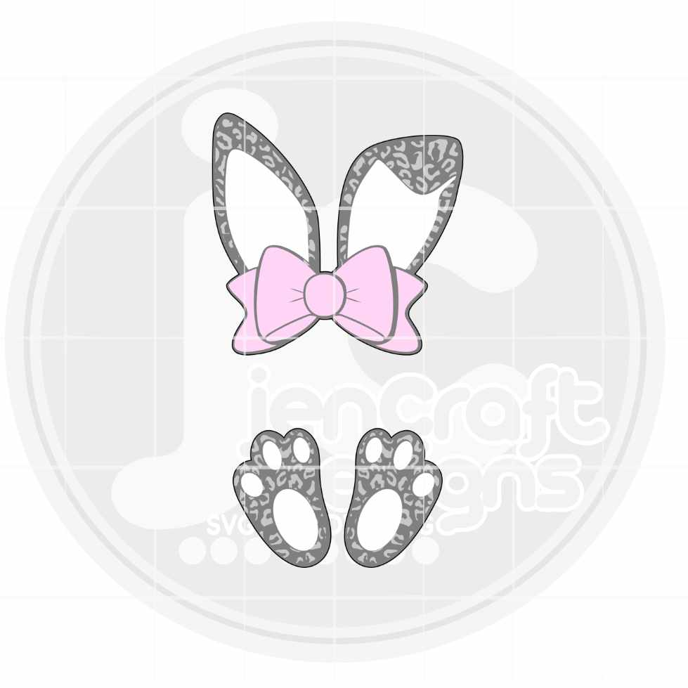 Easter Svg |  Cheetah Bunny Ears and Feet SVG EPS DXF PNG JenCraft Designs