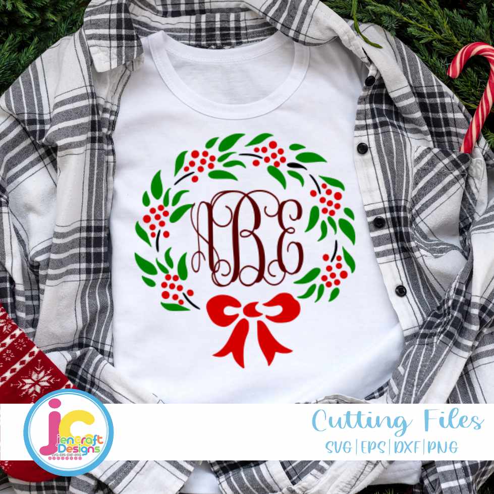 Christmas Svg | Holly Wreath SVG EPS DXF PNG JenCraft Designs