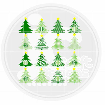 Christmas Svg | Tree Monogram SVG DXF PNG EPS Bundle JenCraft Designs