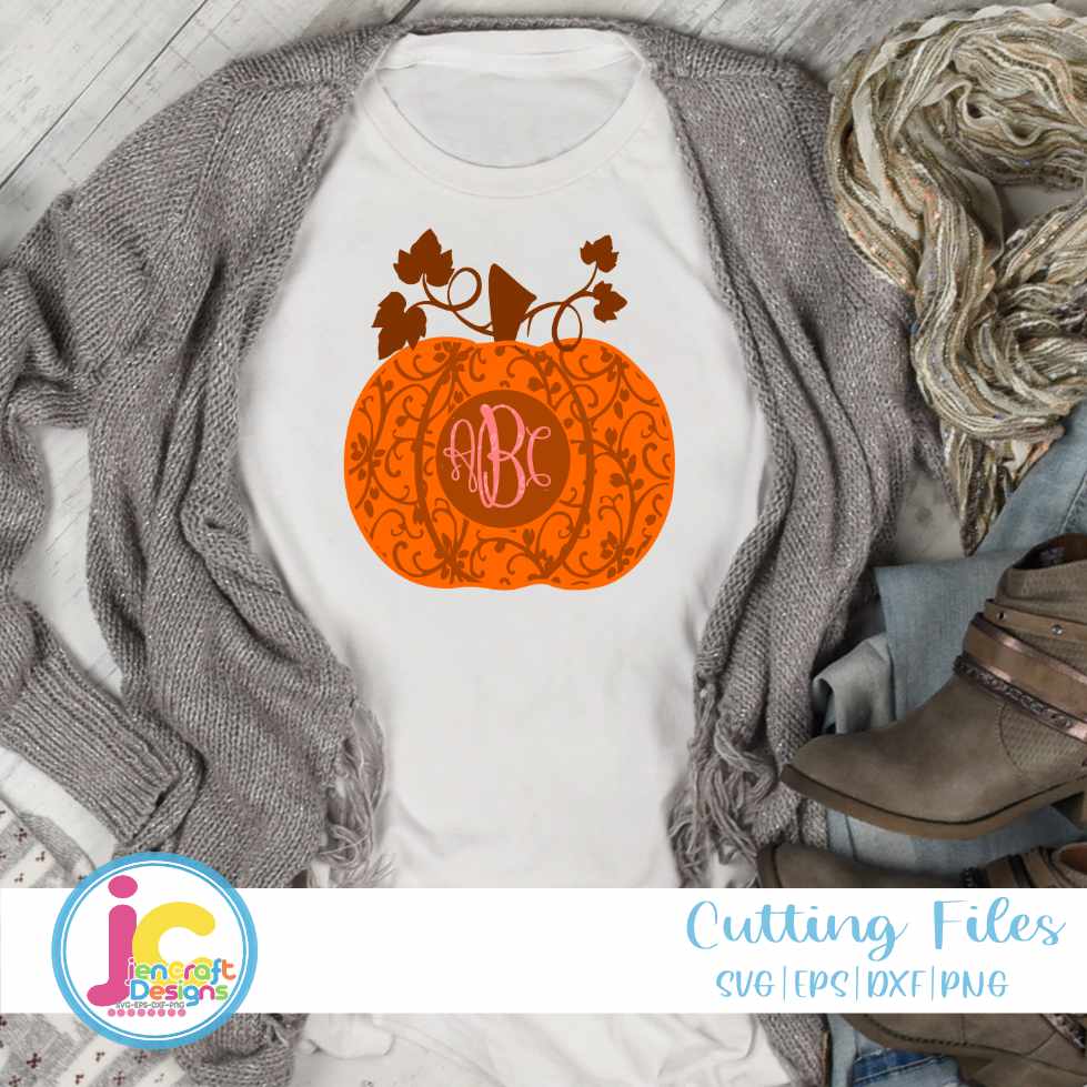 Pumpkin Svg | Round Monogram Frame SVG EPS DXF PNG JenCraft Designs