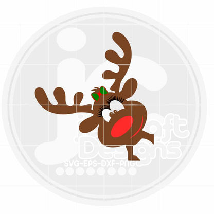 Christmas Svg | Girl Peeking Reindeer SVG EPS DXF PNG JenCraft Designs