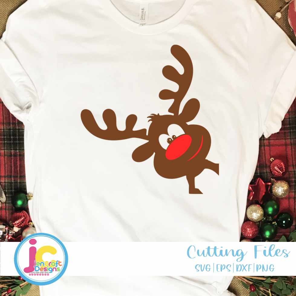 Christmas Svg | Peeking Reindeer SVG DXF PNG EPS JenCraft Designs