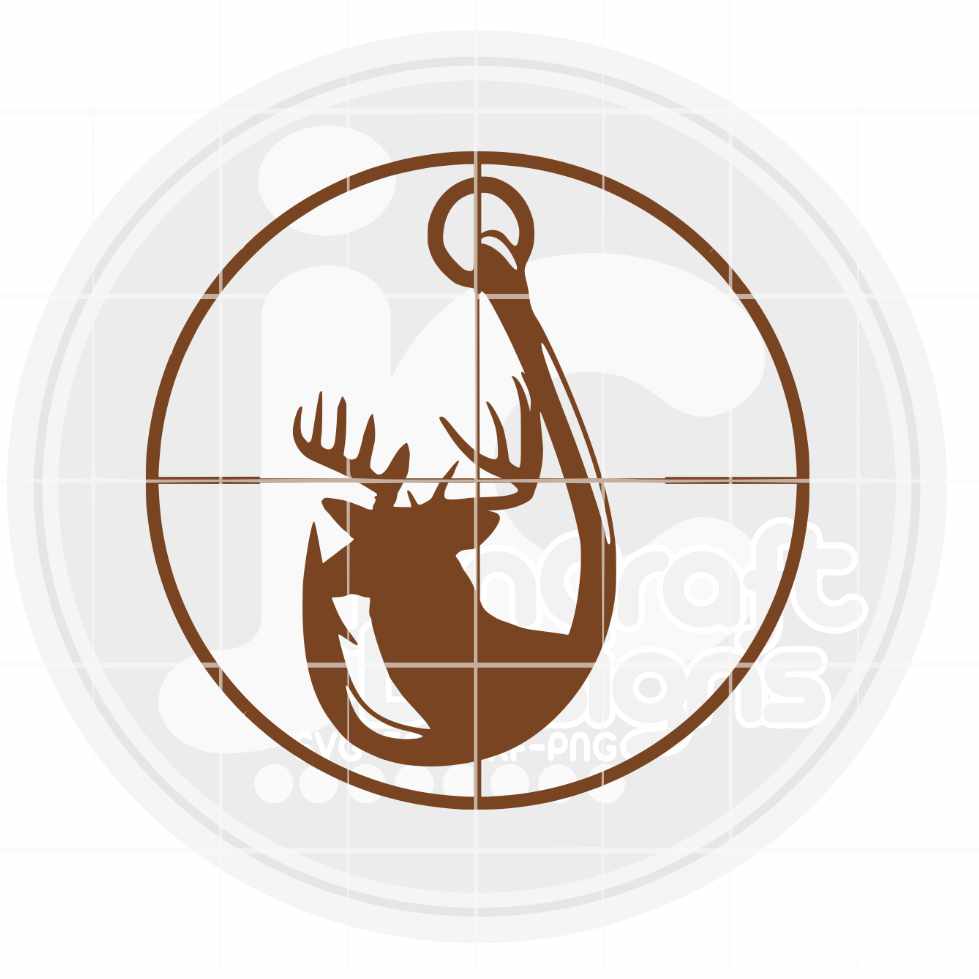 Hunting SVG | Deer and Hook in Gun Sights Svg Eps Dxf Png