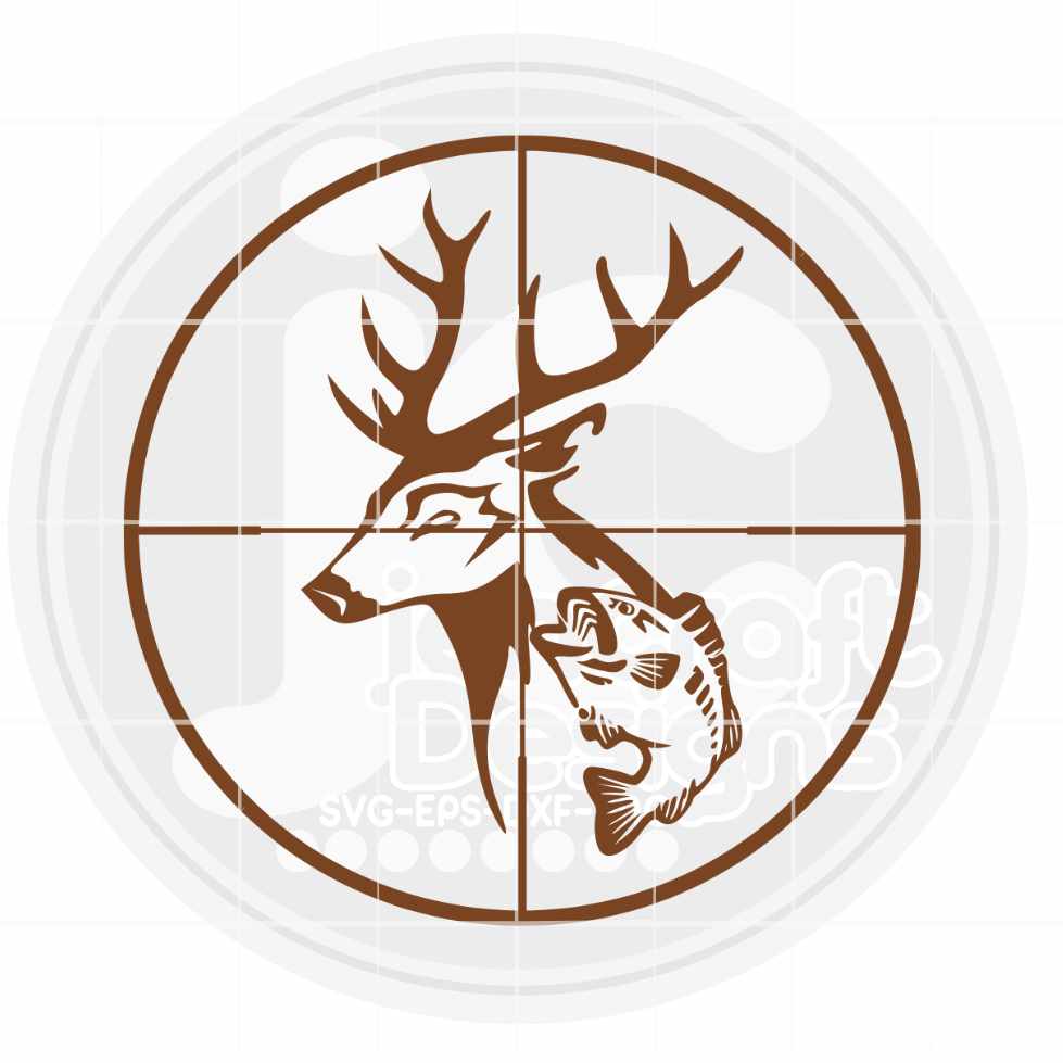 Hunting Fishing svg | Fish with Deer in crosshairs Svg