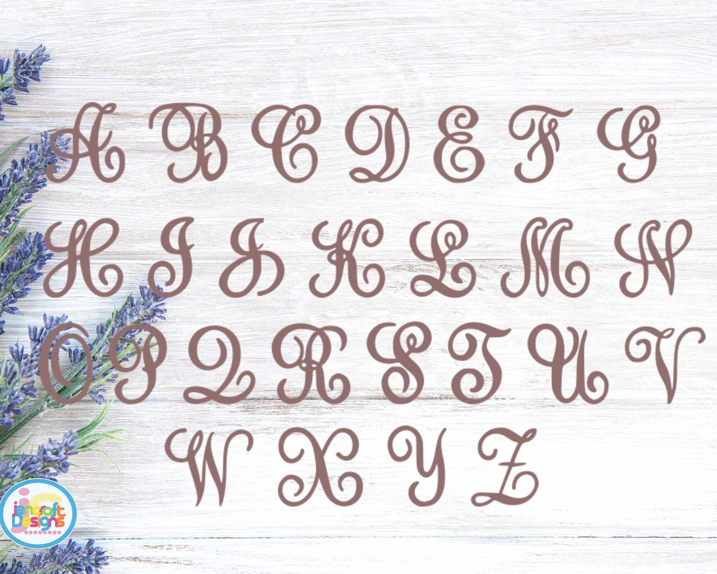 Elegant Vine Monogram Letters Svg | Round Alphabet SVG DXF EPS