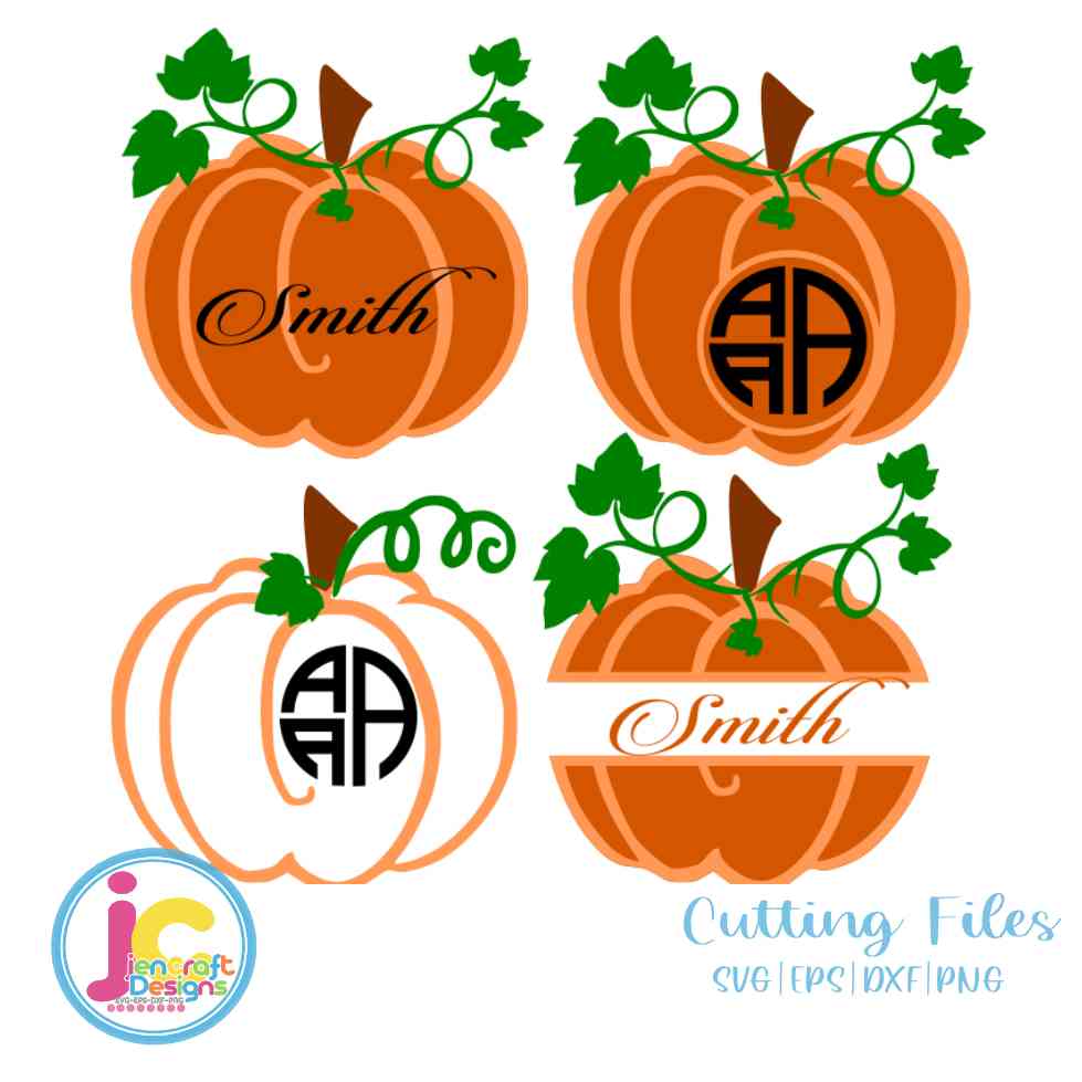 Fall Pumpkin Monogram | Thansgiving SVG EPS DXF PNG Bundle JenCraft Designs