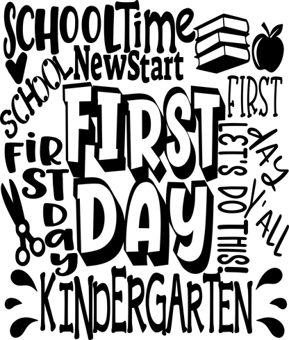 First Day of School svg | Kindergarten Typography SVG EPS DXF PNG JenCraft Designs