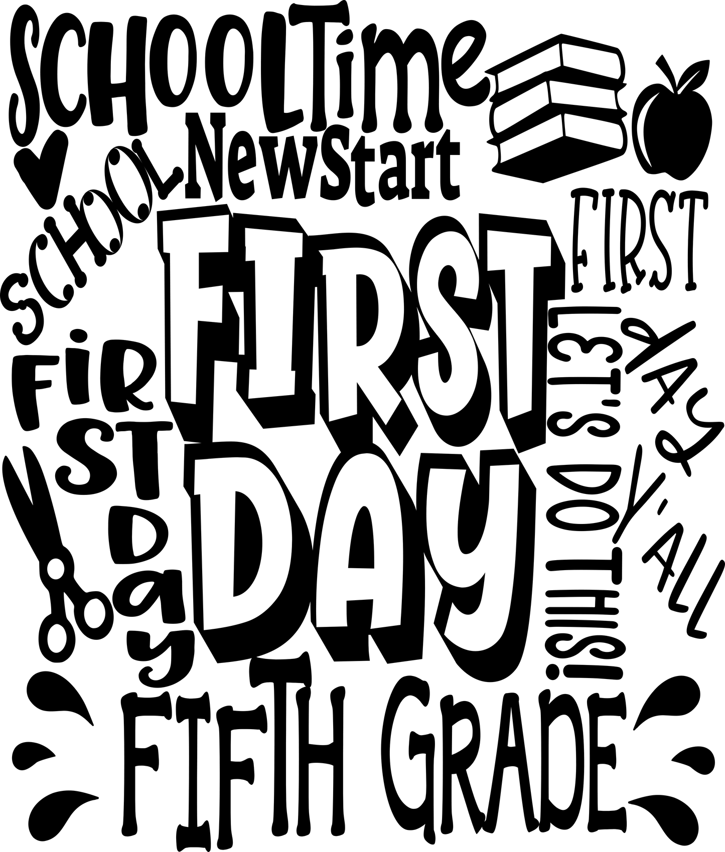 First Day of School svg | 5th Grade Typography SVG EPS DXF PNG JenCraft Designs