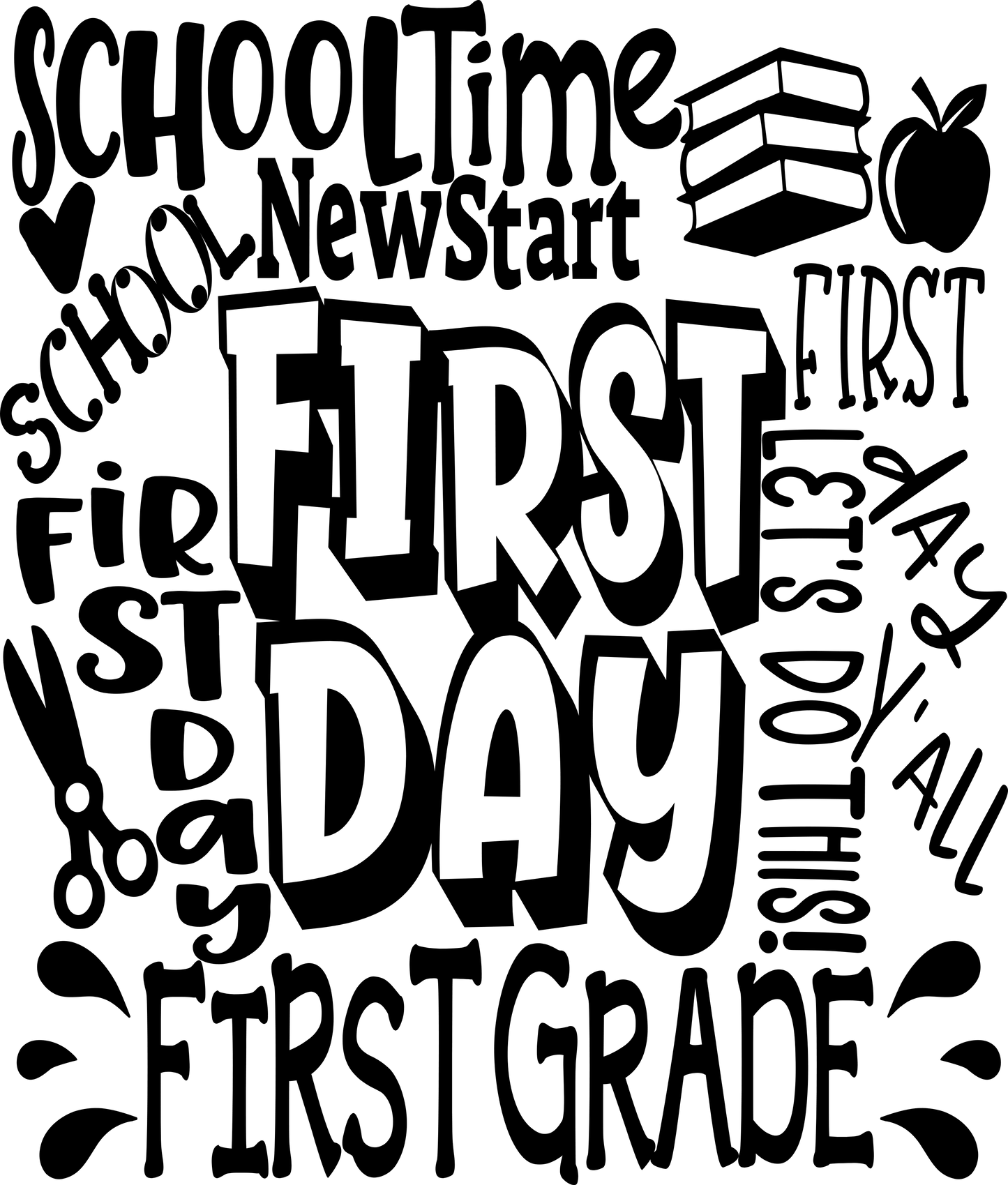 First Day of School svg | 1st Grade Typography SVG EPS DXF PNG JenCraft Designs