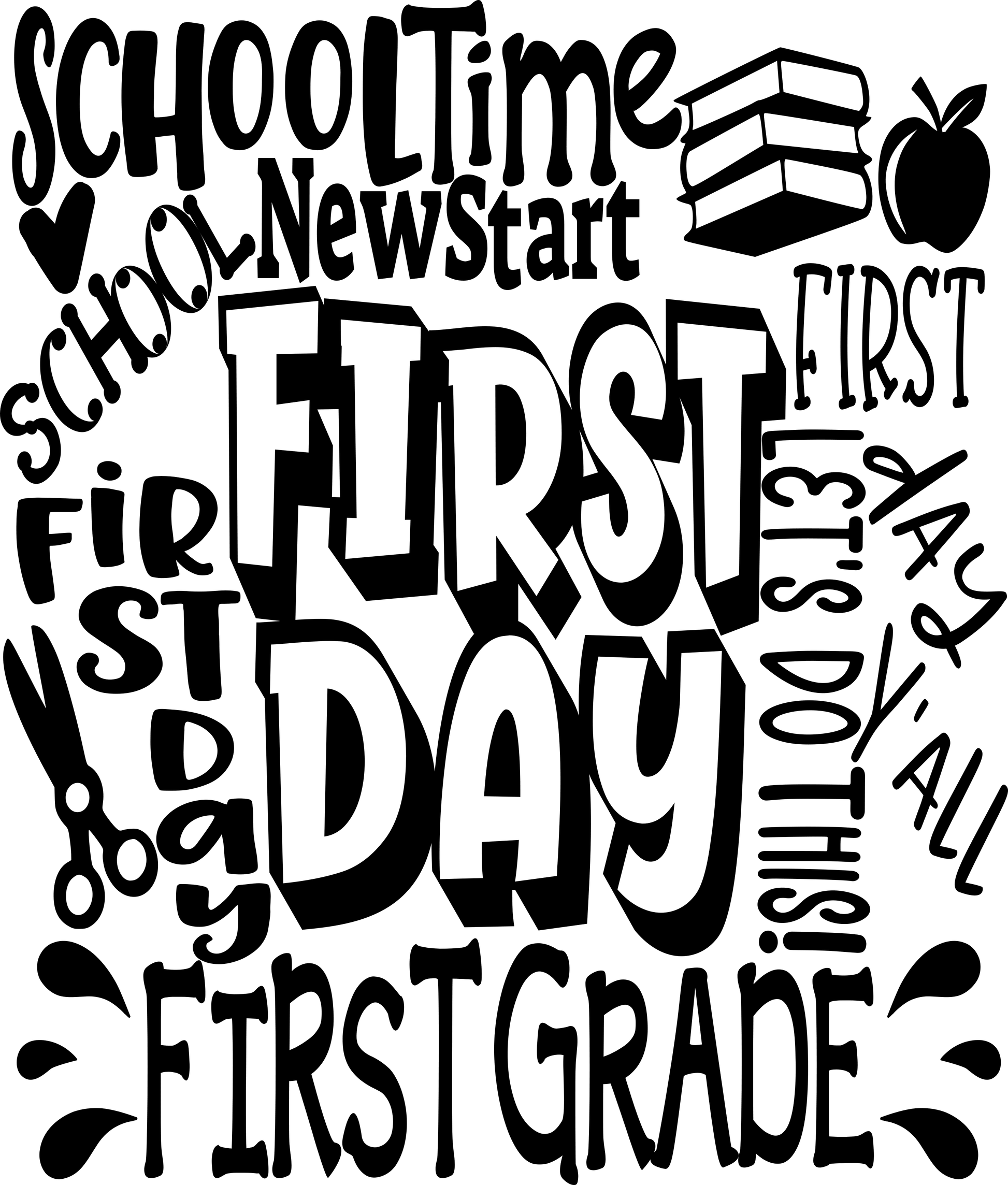 First Day of School svg | 1st Grade Typography SVG EPS DXF PNG JenCraft Designs