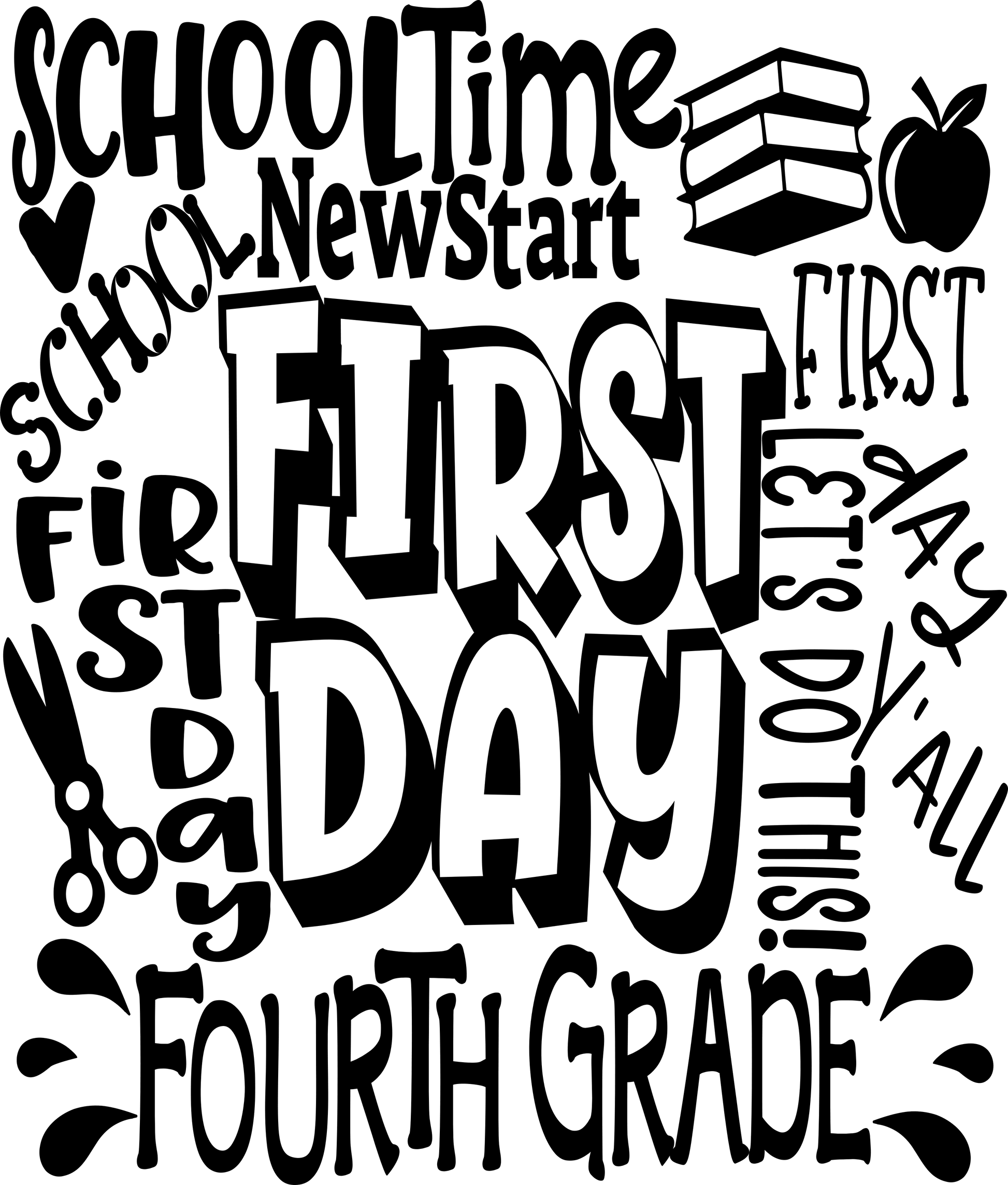 First Day of School svg | 4th Grade Typography SVG EPS DXF PNG JenCraft Designs