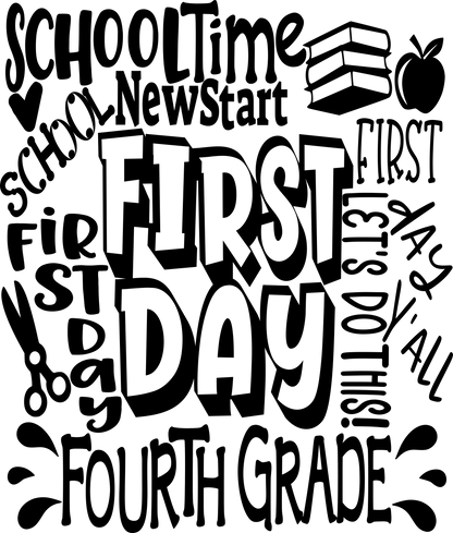 First Day of School svg | 4th Grade Typography SVG EPS DXF PNG JenCraft Designs