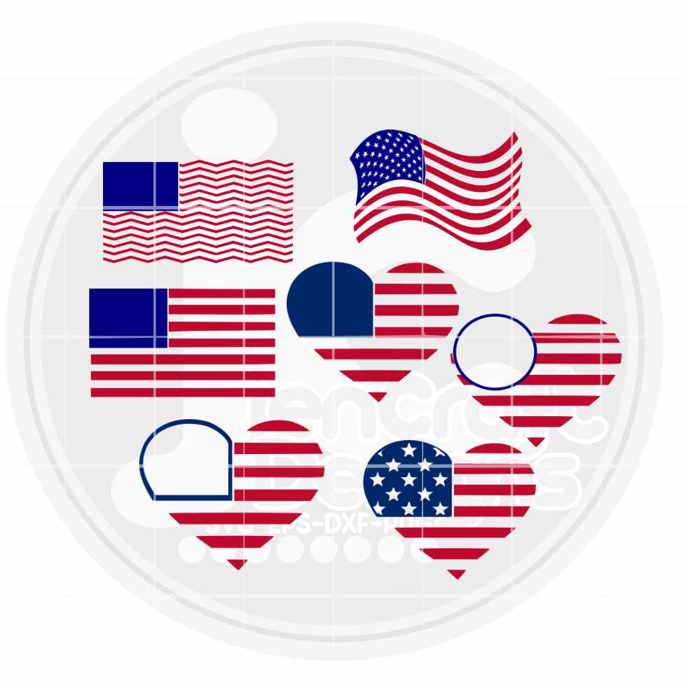4th Of July Svg | American Flag Monogram Frames SVG DXF PNG EPS Bundle JenCraft Designs