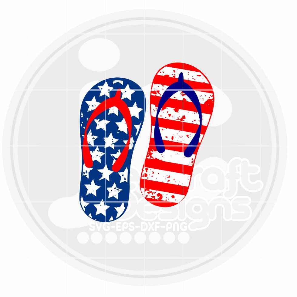 4th of July SVG | Patriotic Distressed Flip Flops SVG DXF PNG EPS JenCraft Designs