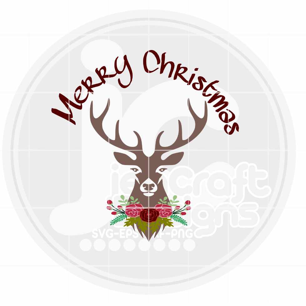 Christmas Svg | Floral Deer Antlers SVG EPS DXF PNG JenCraft Designs