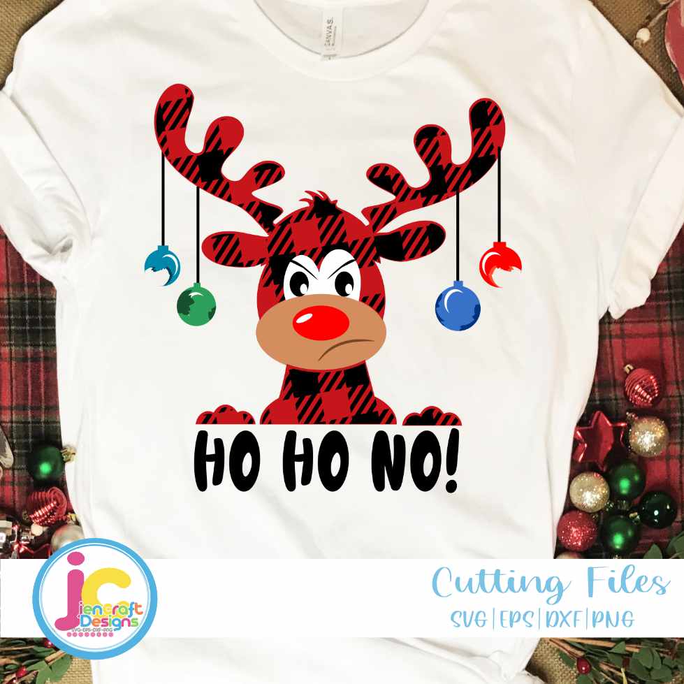Funny Christmas Svg | Ho Ho No Grumpy Reindeer SVG EPS DXF PNG JenCraft Designs