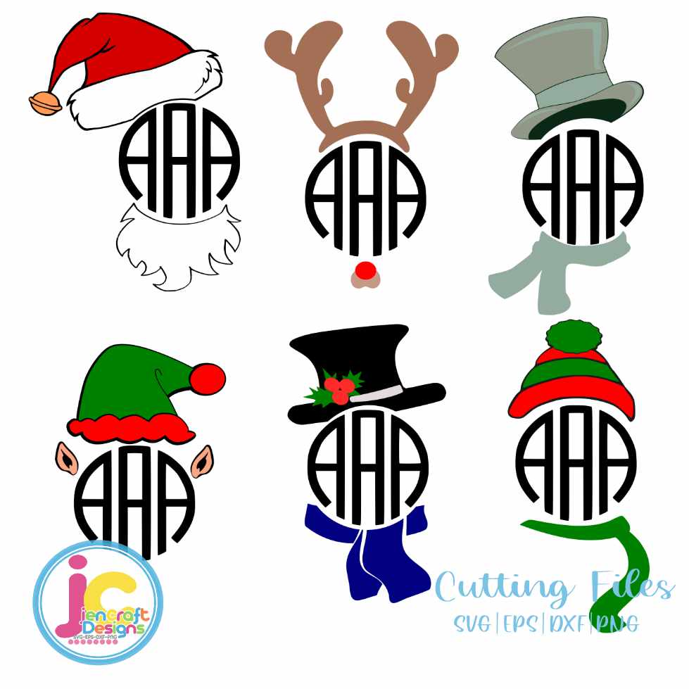 Christmas Svg | Elf Monogram Frame SVG DXF PNG EPS JenCraft Designs