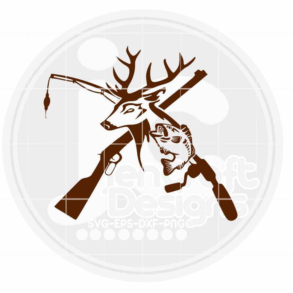 Hunting Fishing | Deer, Fish, Riffle, Fishing Pole Svg