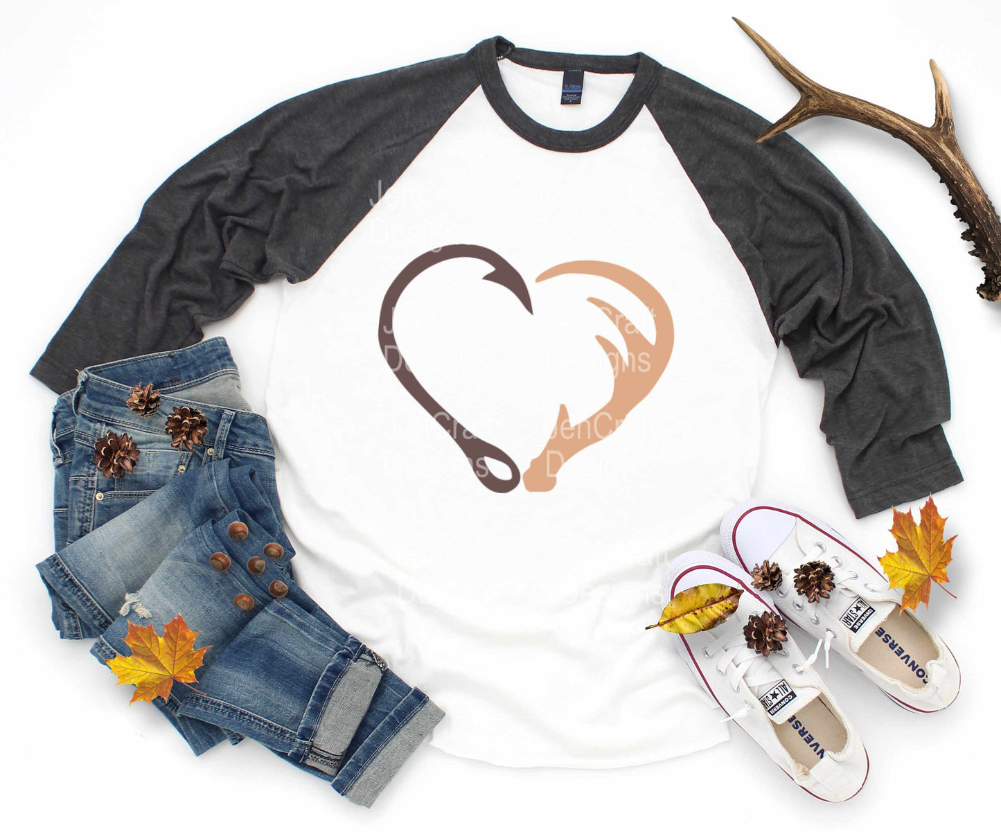 Interlocking Hook and Antler Heart Svg