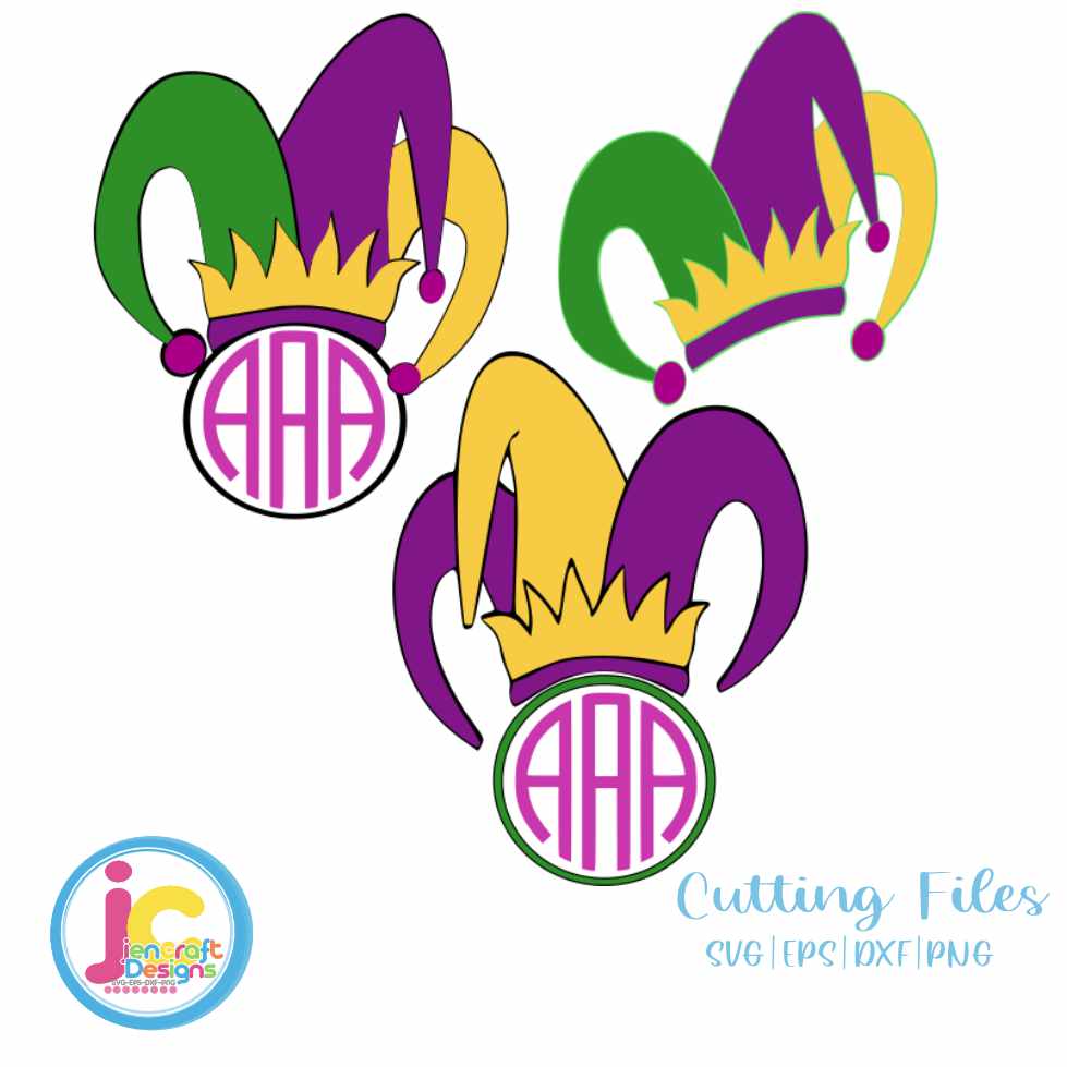 Mardi Gras Svg | Jester Monogram Frame SVG EPS DXF PNG Bundle