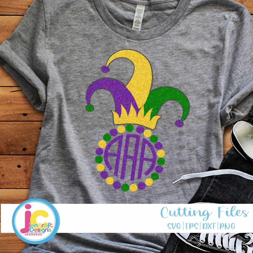 Mardi Gras Svg | Jester Hat Monogram Frame SVG EPS DXF PNG