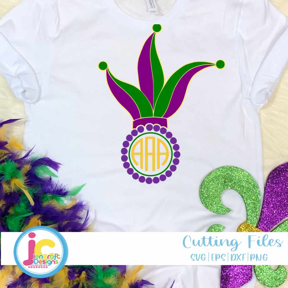 Mardi Gras Svg | Jester's Hat Monogram Frame SVG EPS DXF PNG