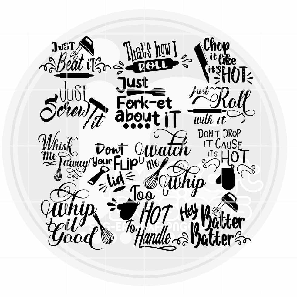 Sarcastic Kitchen Quotes Svg | Kitchen SVG EPS DXF PNG Bundle JenCraft Designs