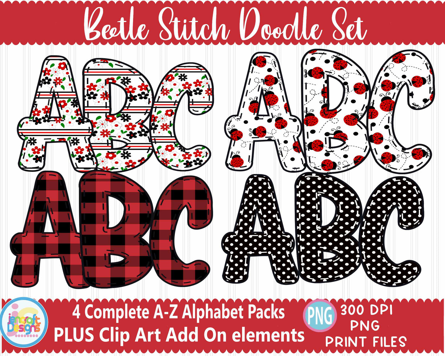 Beetle Doodle Alphabet Png | Ladybug Alphabet Png Sublimation File