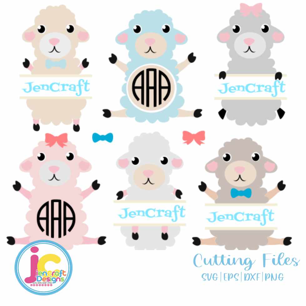 Newborn Svg | Baby Lamb Monogram Frame SVG EPS DXF PNG Bundle JenCraft Designs