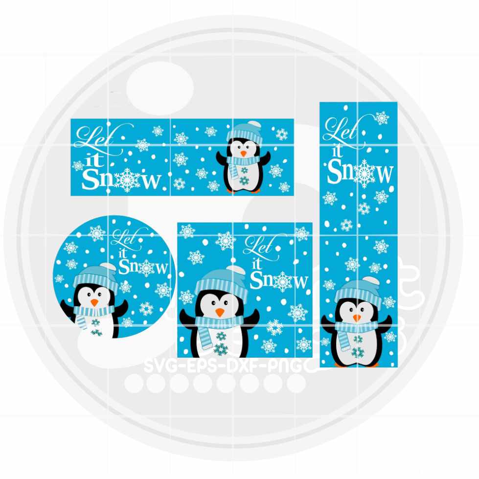 Porch Sign SVG Penquin | Let it Snow Sign SVG DXF PNG EPS Bundle