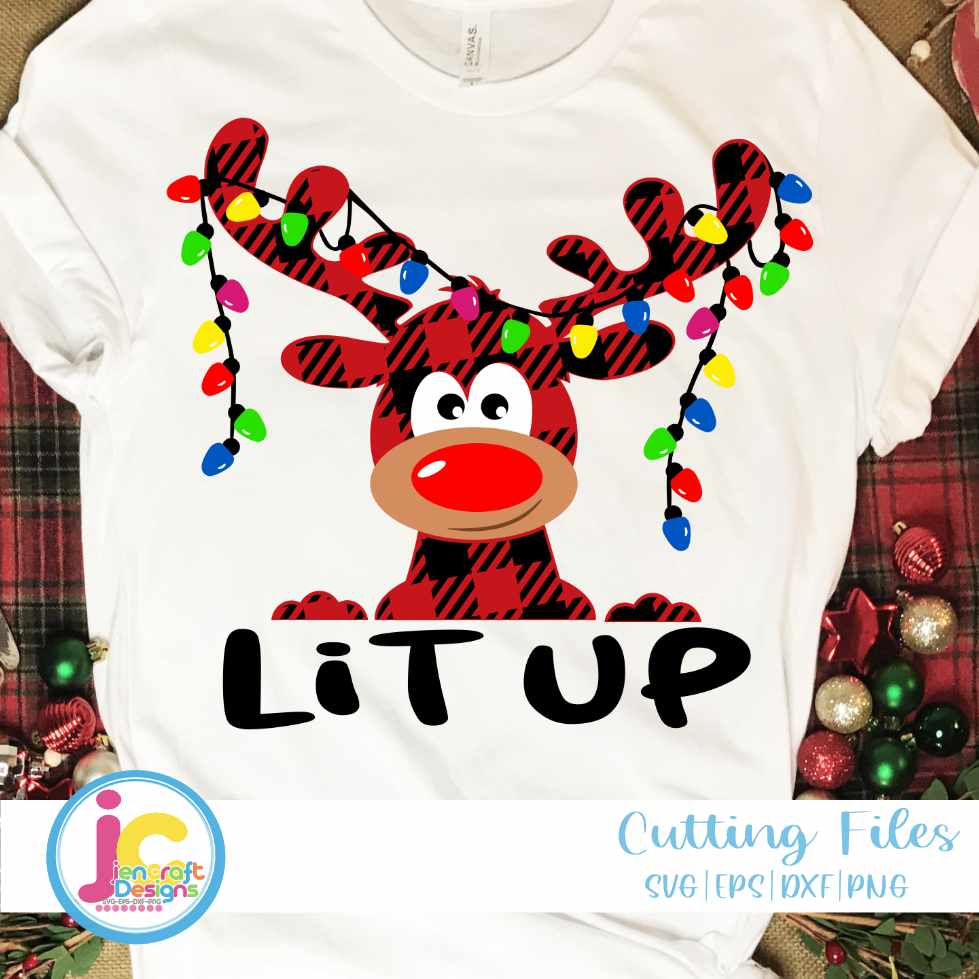 Christmas Svg | Lit Up Reindeer SVG EPS DXF PNG JenCraft Designs